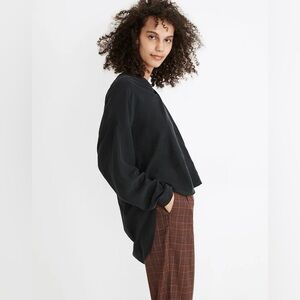 Madewell Black Stonewashed Popover Top Blouse Oversized Women’s Large